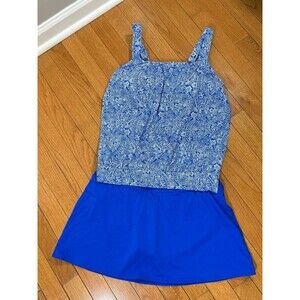 Lands End Women Blouson Tankini Top‎ & Swim Skirt Bandana Paisley Size 6P